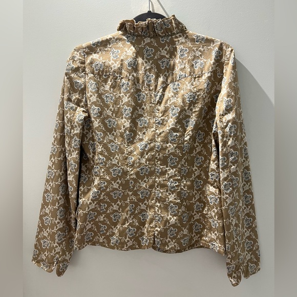 Banana Republic Floral Cotton Blazer M Ruffle Collar Romantic Jacket - Picture 6 of 6